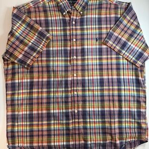 Ralph Lauren Men's XL Blake Short Sleeve Button Down Multicolor Plaid Shirt